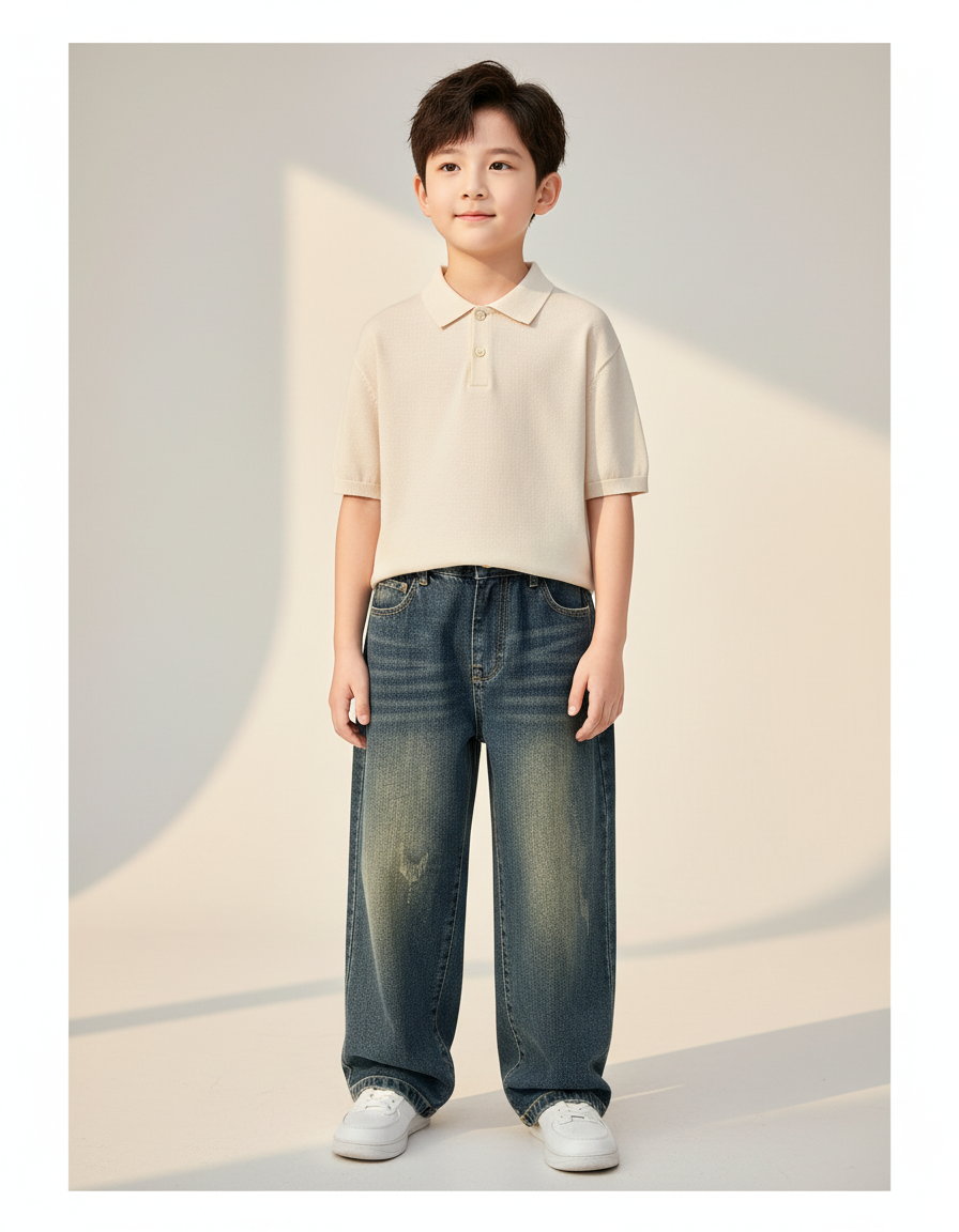Pantalon Baggy Jean Bleu Denim Ample Enfant