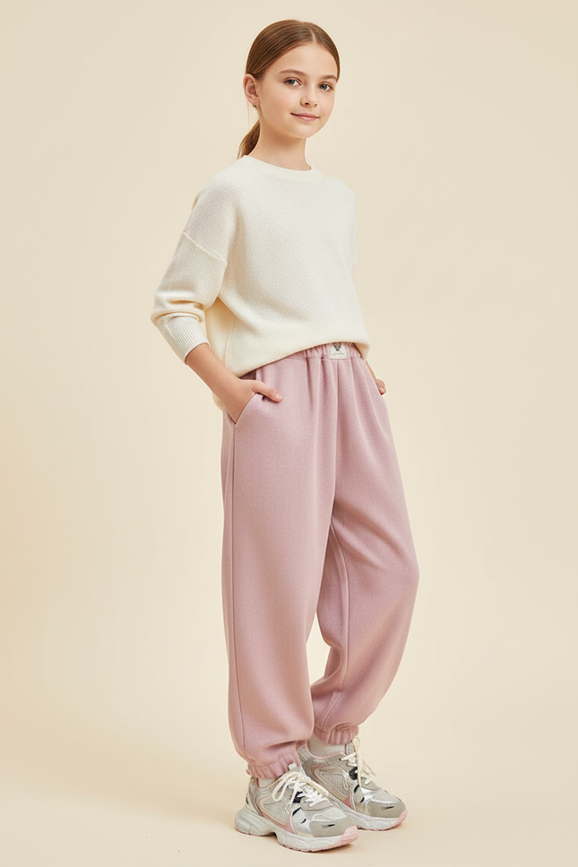 Pantalon Baggy Rose Ample Molletonné Fille