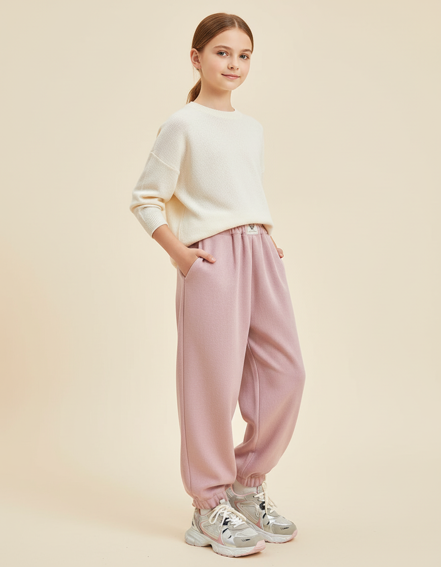 Pantalon Baggy Rose Ample Molletonné Fille