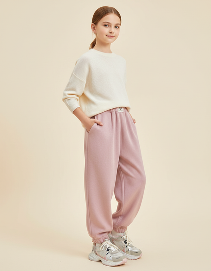 Pantalon Baggy Rose Ample Molletonné Fille