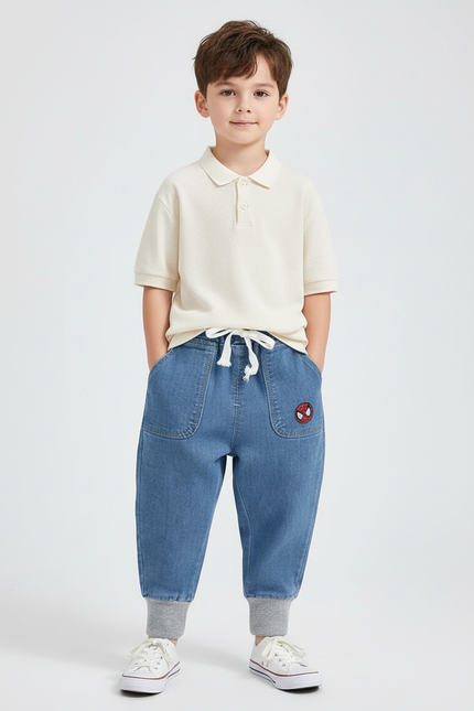 Pantalon Baggy Denim Bleu Ample Spiderman Enfant - Jean