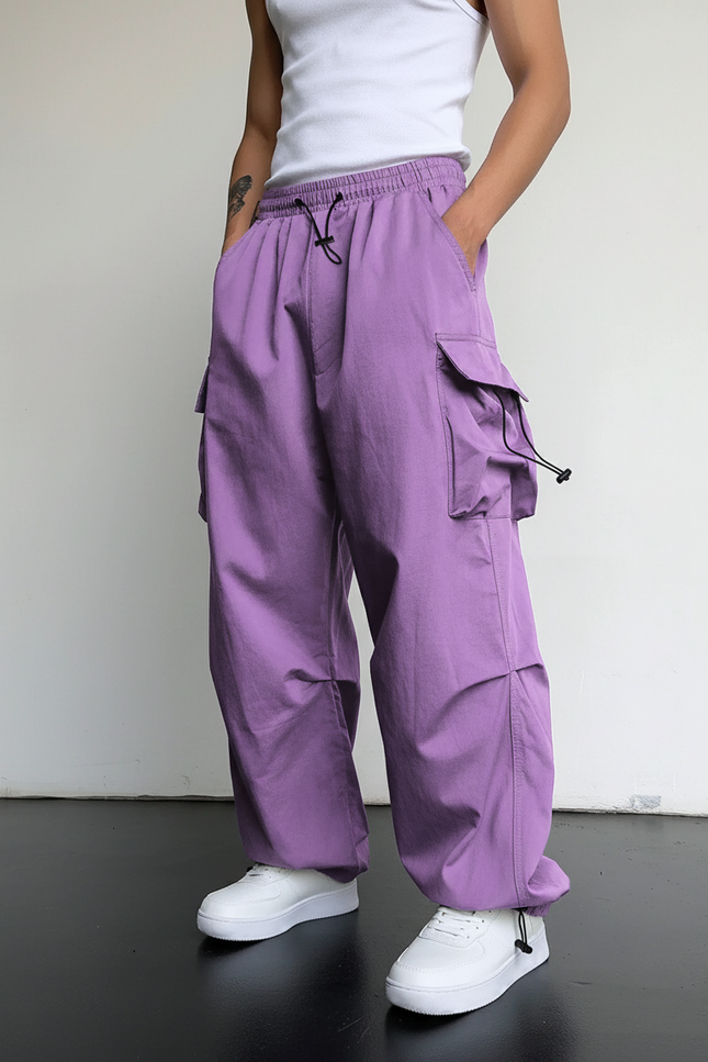 Pantalon Baggy Violet Ample Cargo Streetwear Homme - Polyester