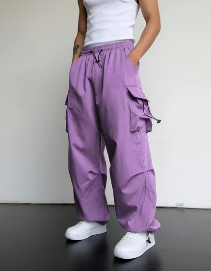 Pantalon Baggy Violet Ample Cargo Streetwear Homme - Polyester