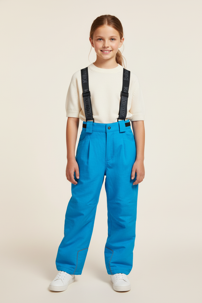 Pantalon Baggy Bleu Bretelles Imperméable Enfant Hiver - Polyester