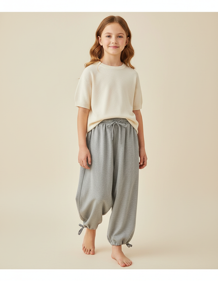 Pantalon Baggy Gris Ample Cordon Enfant - Molleton