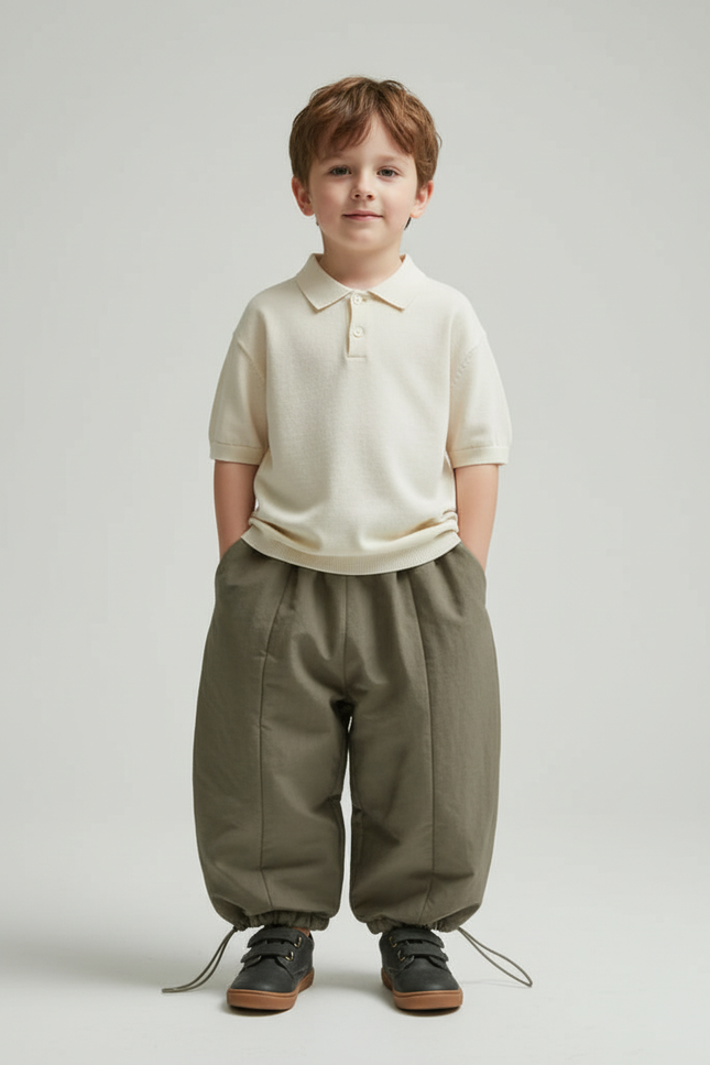 Pantalon Baggy Kaki Ample Coton Enfant Hiver - Gabardine