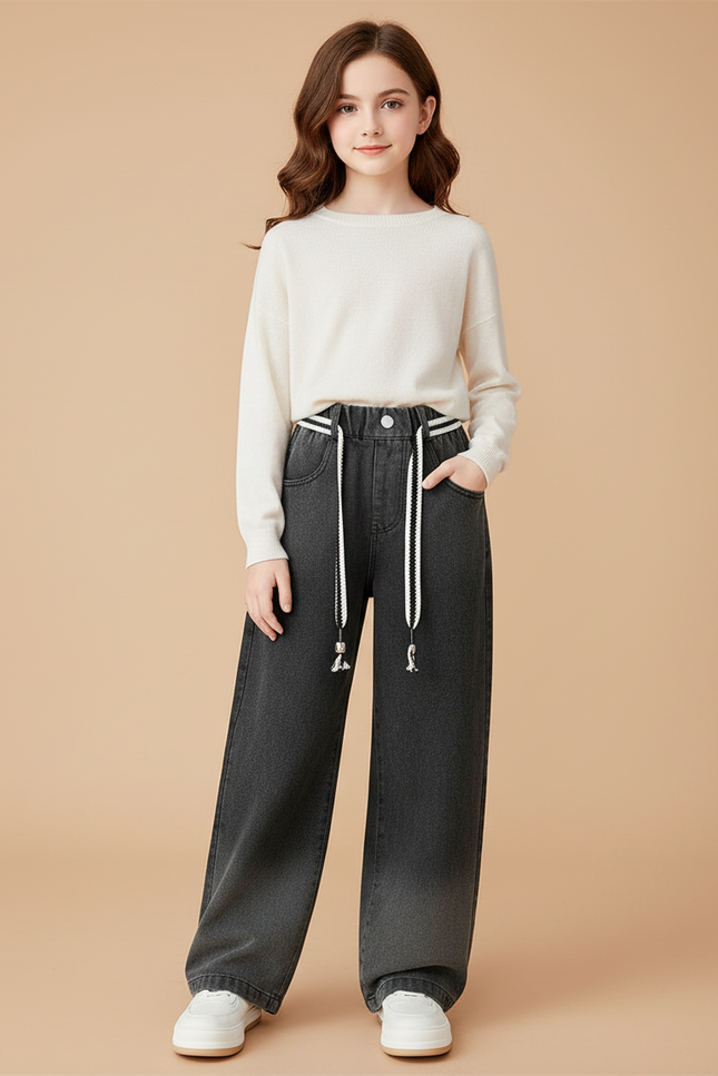 Pantalon Baggy Jean Dégradé Gris Ample Fille