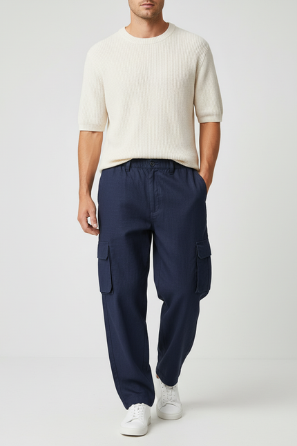 Pantalon Baggy Marine Cargo Ample Coton Homme