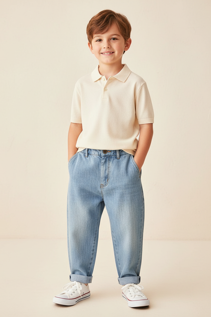 Pantalon Baggy Jean Clair Ample Garçon Décontracté - Bleu