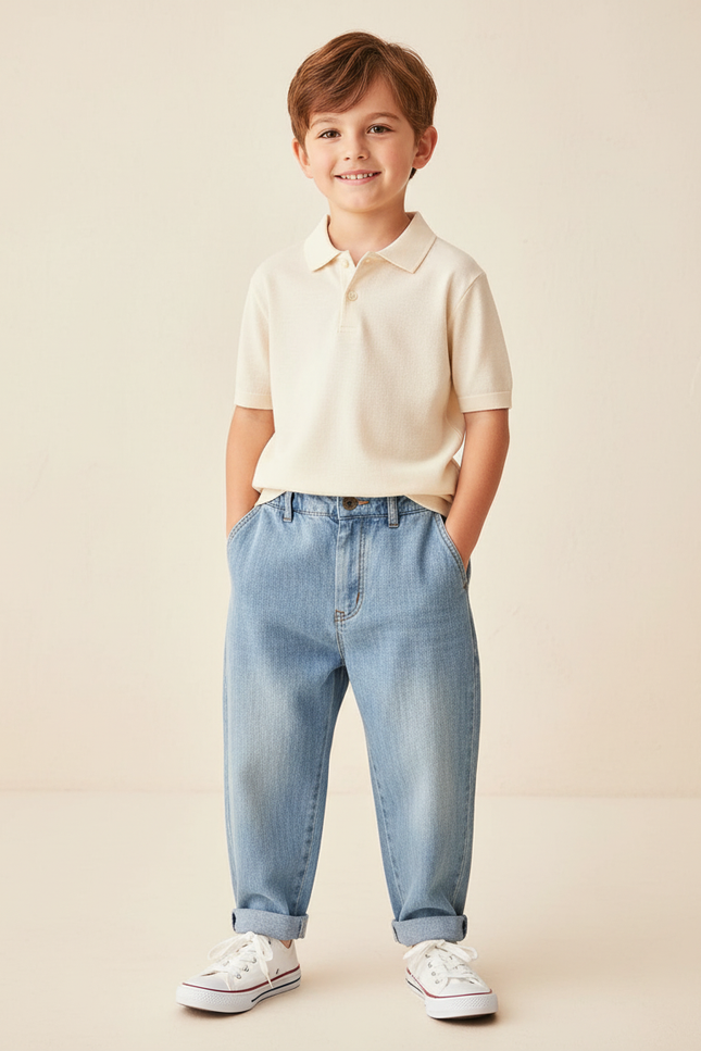 Pantalon Baggy Jean Clair Ample Garçon Décontracté - Bleu