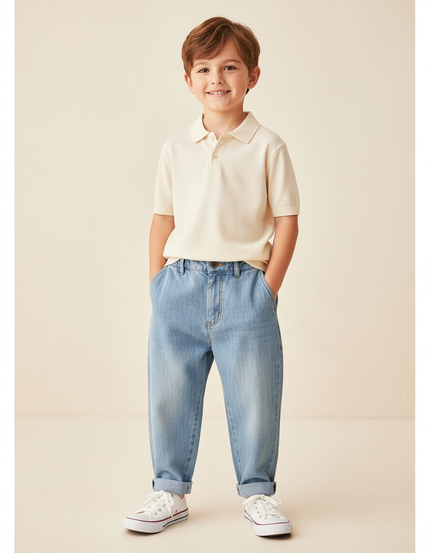 Pantalon Baggy Jean Clair Ample Garçon Décontracté - Bleu