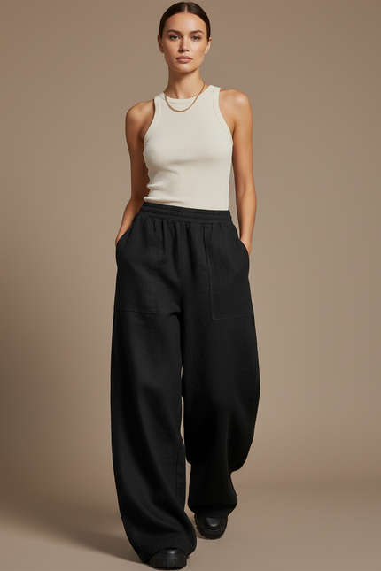 Pantaloni Tuta Baggy Donna - Noir Molleton