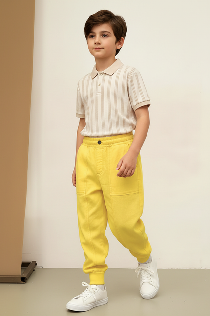Pantalon Baggy Jaune Ample Sport Décontracté Enfant - Molleton