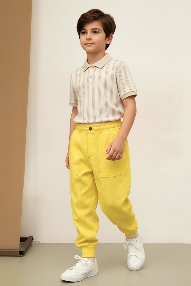 Pantalon Baggy Jaune Ample Sport Décontracté Enfant - Molleton