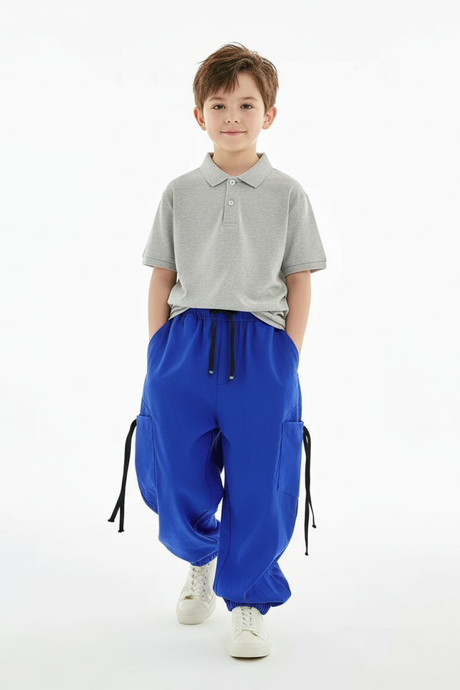 Pantalon Baggy Bleu Royal Ample Enfant Jogging - Molleton