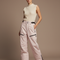 Pantalon Baggy Rose Pâle Cargo Imperméable Hiver - Polyester