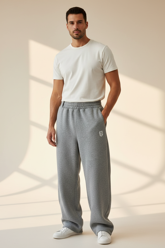 Pantalon Baggy Gris Ample Coton Décontracté Homme - Molleton