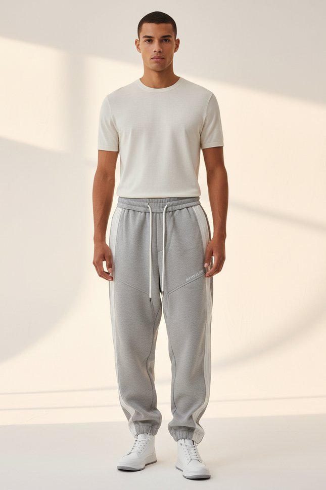 Pantalon Baggy Gris Sport Décontracté Cordon Homme - Molleton