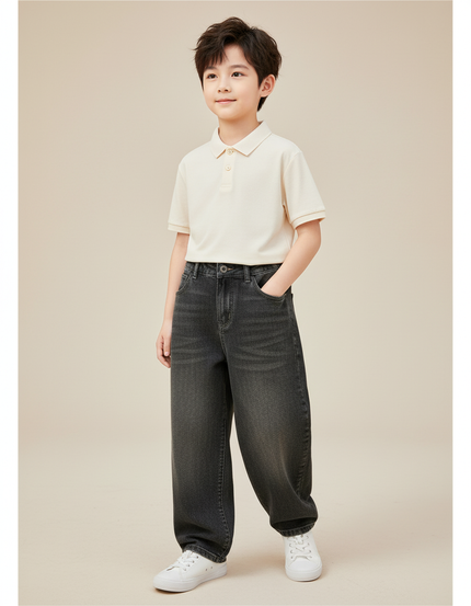 Pantalon Baggy Jean Gris Ample Décontracté Garçon