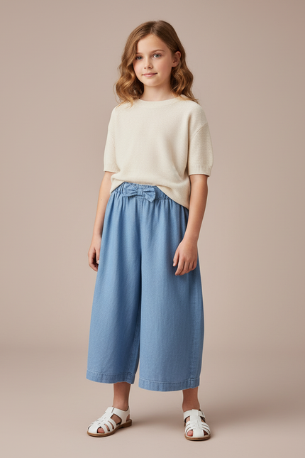 Pantalon Baggy Denim Bleu Ample Confortable Fille - Jean