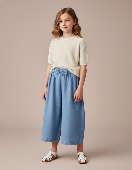 Pantalon Baggy Denim Bleu Ample Confortable Fille - Jean