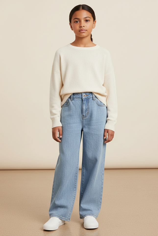 Pantalon Baggy Bleu Jean Ample Large Décontracté