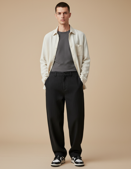 Pantalon Baggy Noir Ample Décontracté Denim Homme - Jean
