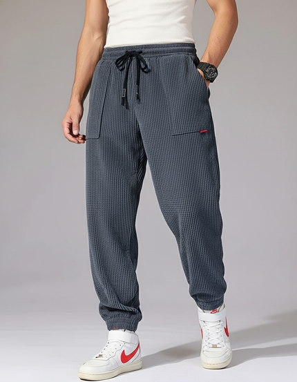 Pantalon Baggy Côtelé Gris Ample Décontracté Homme - Cordé