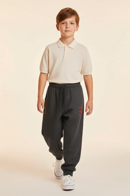 Pantalon Baggy Gris Molleton Imprimé Décontracté Garçon