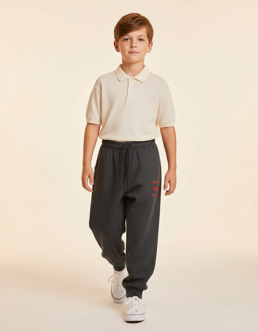 Pantalon Baggy Gris Molleton Imprimé Décontracté Garçon