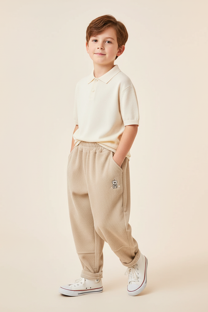 Pantalon Baggy Beige Côtelé Ample Coton Enfant - Cordé