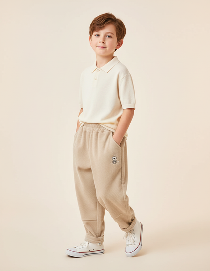 Pantalon Baggy Beige Côtelé Ample Coton Enfant - Cordé