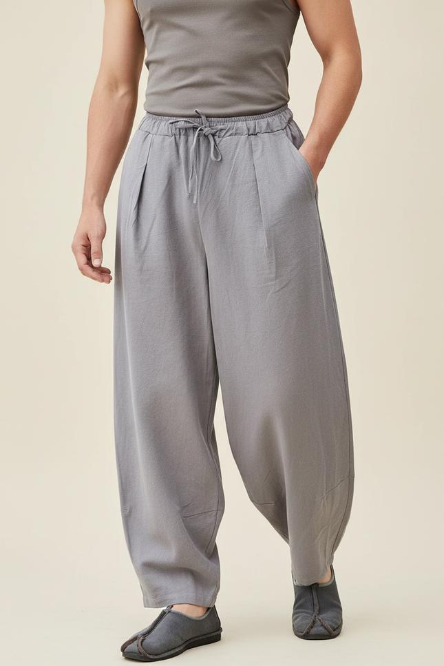 Pantalon Baggy Homme Gris Parachute - Lin