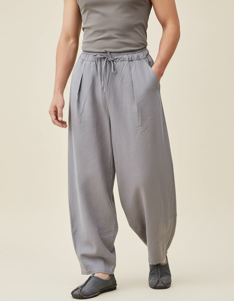 Pantalon Baggy Homme Gris Parachute - Lin