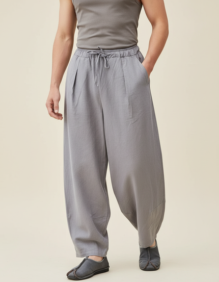 Pantalon Baggy Homme Gris Parachute - Lin