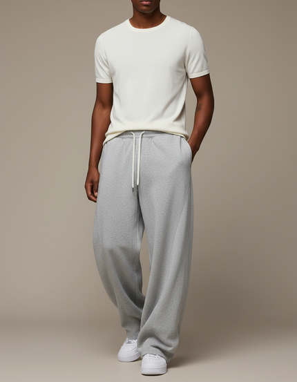 Pantalon Baggy Gris Ample Sport Cordon Décontracté Homme - Molleton