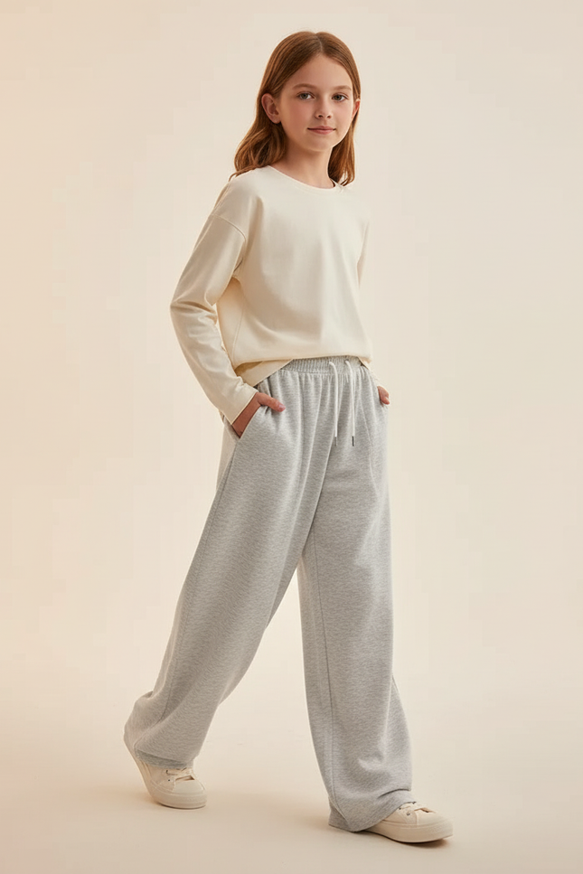 Pantalon Baggy Gris Coton Ample Décontracté Confortable - Molleton