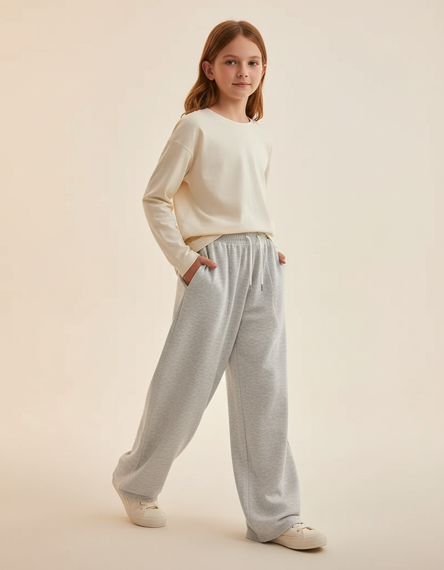 Pantalon Baggy Gris Coton Ample Décontracté Confortable - Molleton