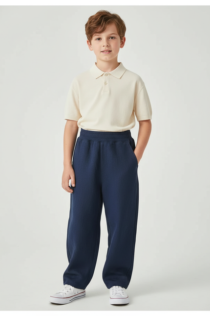 Pantalon Baggy Bleu Marine Molleton Ample Enfant Doux