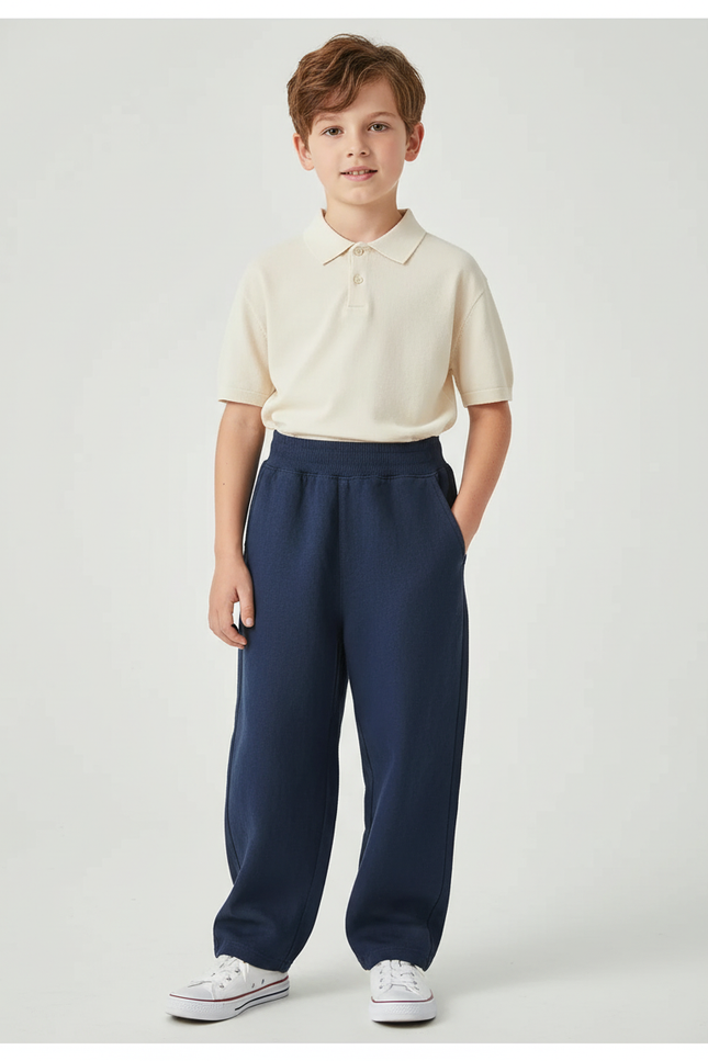 Pantalon Baggy Bleu Marine Molleton Ample Enfant Doux