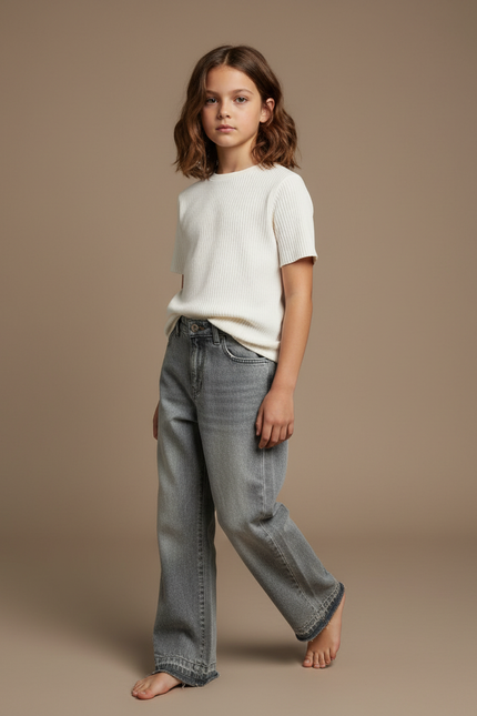 Pantalon Baggy Gris Clair Ample Décontracté - Jean