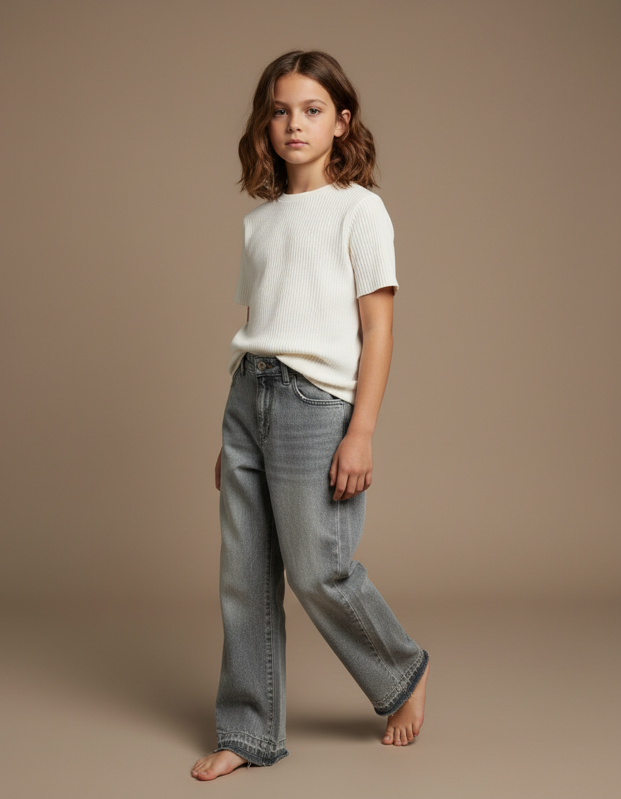 Pantalon Baggy Gris Clair Ample Décontracté - Jean
