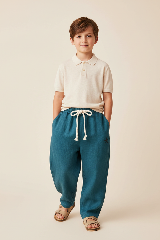 Pantalon Baggy Bleu Lin Ample Étoile Enfant