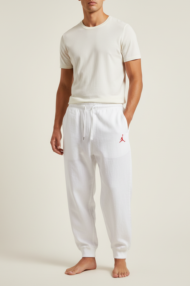 Pantalon Baggy Blanc Coton Ample Sport Homme Logo - Lin