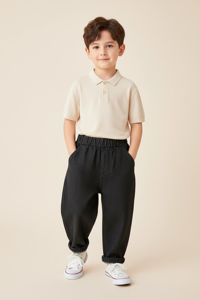 Pantalon Baggy Gris Foncé Ample Décontracté Enfant - Jean