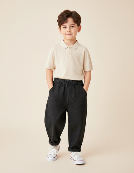 Pantalon Baggy Gris Foncé Ample Décontracté Enfant - Jean