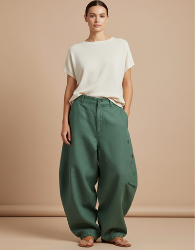 Pantalon Baggy Femme Kaki