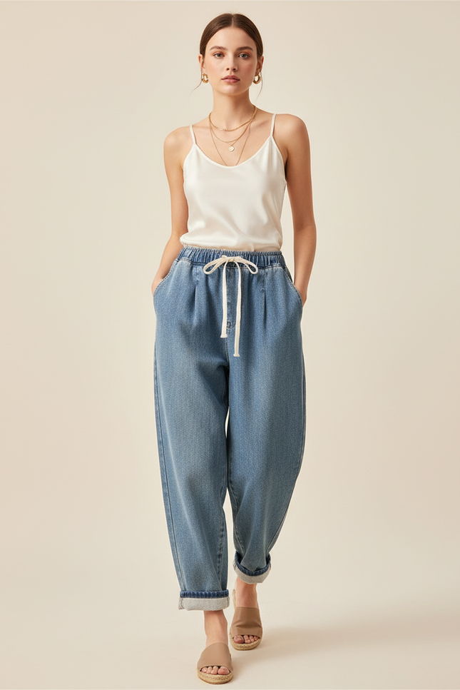 Pantalon Baggy Jean Bleu Ample Confortable