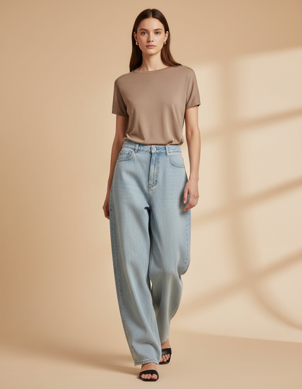 Pantalon Baggy Jean Clair Ample Décontracté Femme - Bleu