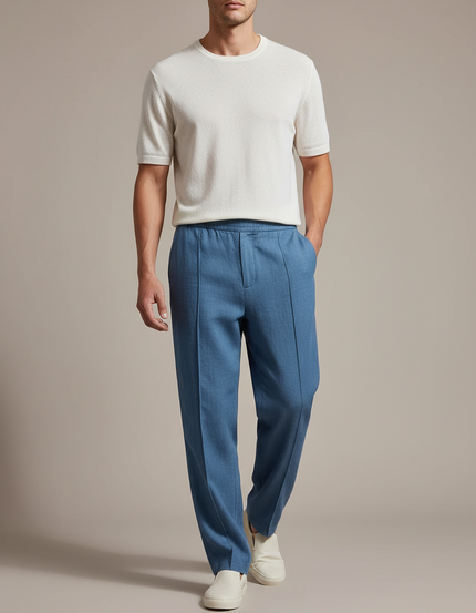 Pantalon Baggy Bleu Tissu Décontracté Droit Homme - Coton